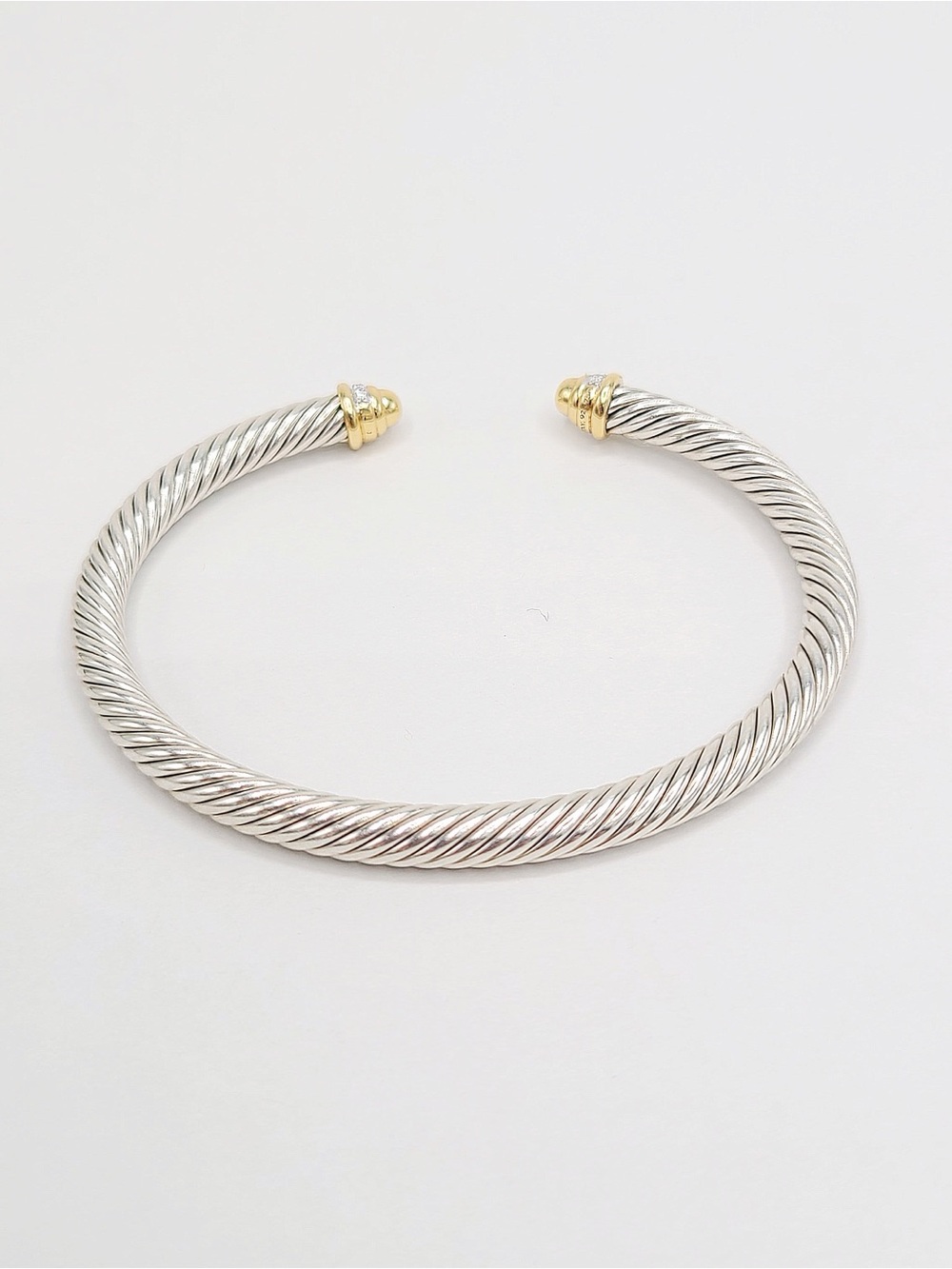 David Yurman Classic Cable Bracelet With Diamonds and Gold Dome , 5mm - Picture 5 of 8
